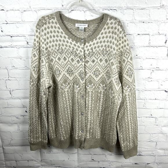Christopher & Banks Sweaters - Christopher & Banks Cardigan Sweater Wool Blend Metallic Bejeweled  Large